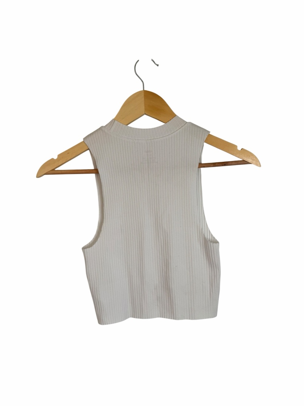 AERIE White Ribbed Rebel Crop Top Tank Sleeveless Muscle Women’s Size Small NWT - Picture 3 of 8